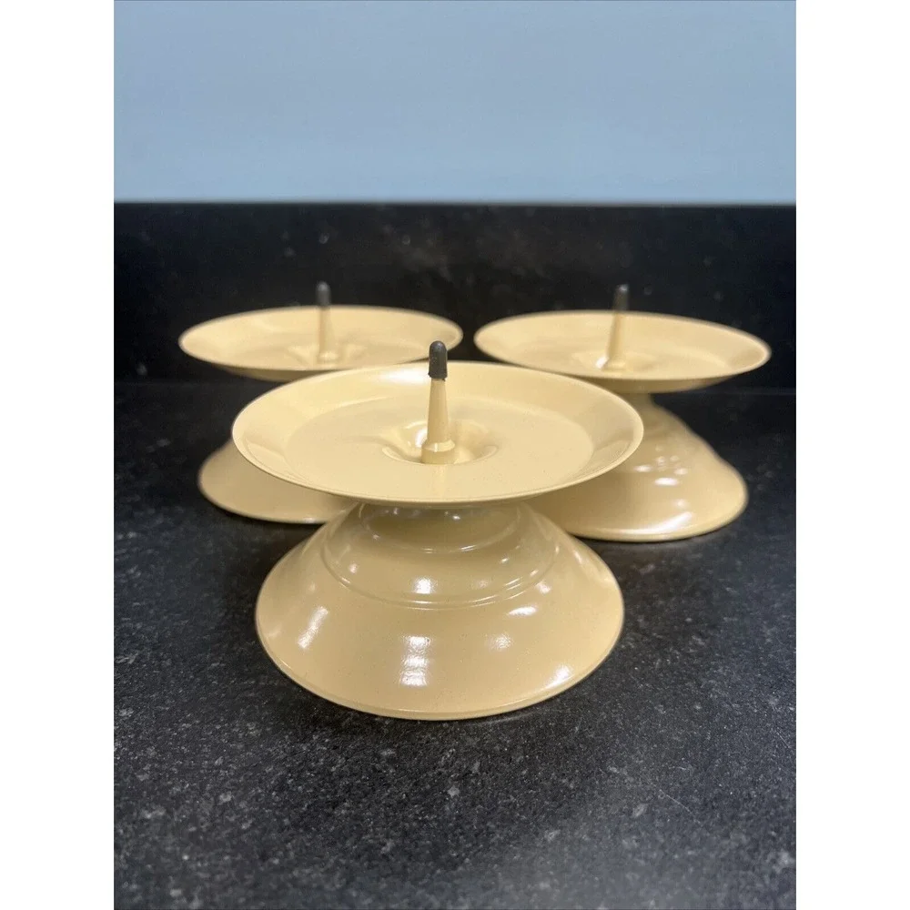 Vintage Set Of 3 Hallmark Brown Candle Holders New Old‎ Stock Midcentury Modern